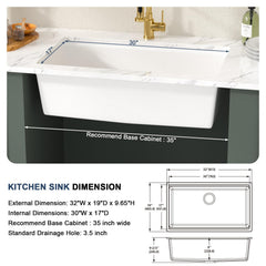 Lordear 32-Inch Undermount Kitchen Sink Single Bowl