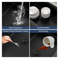 Lordear 33 Inch Black Fireclay Workstation Farmhouse Kitchen Sink
