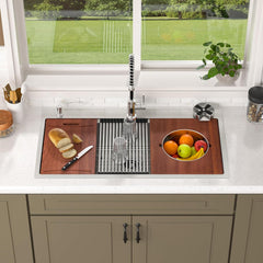 Lordear 39x22 Inch Single Bowl Stainless Steel Drop In Workstation Kitchen Sink with Mixing Bowl