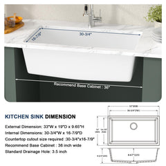 Lordear 33-Inch Undermount Kitchen Sink Single Bowl