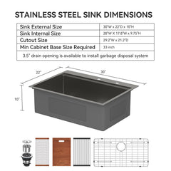 Lordear 30 Inch Drop-In Workstation Kitchen Sink