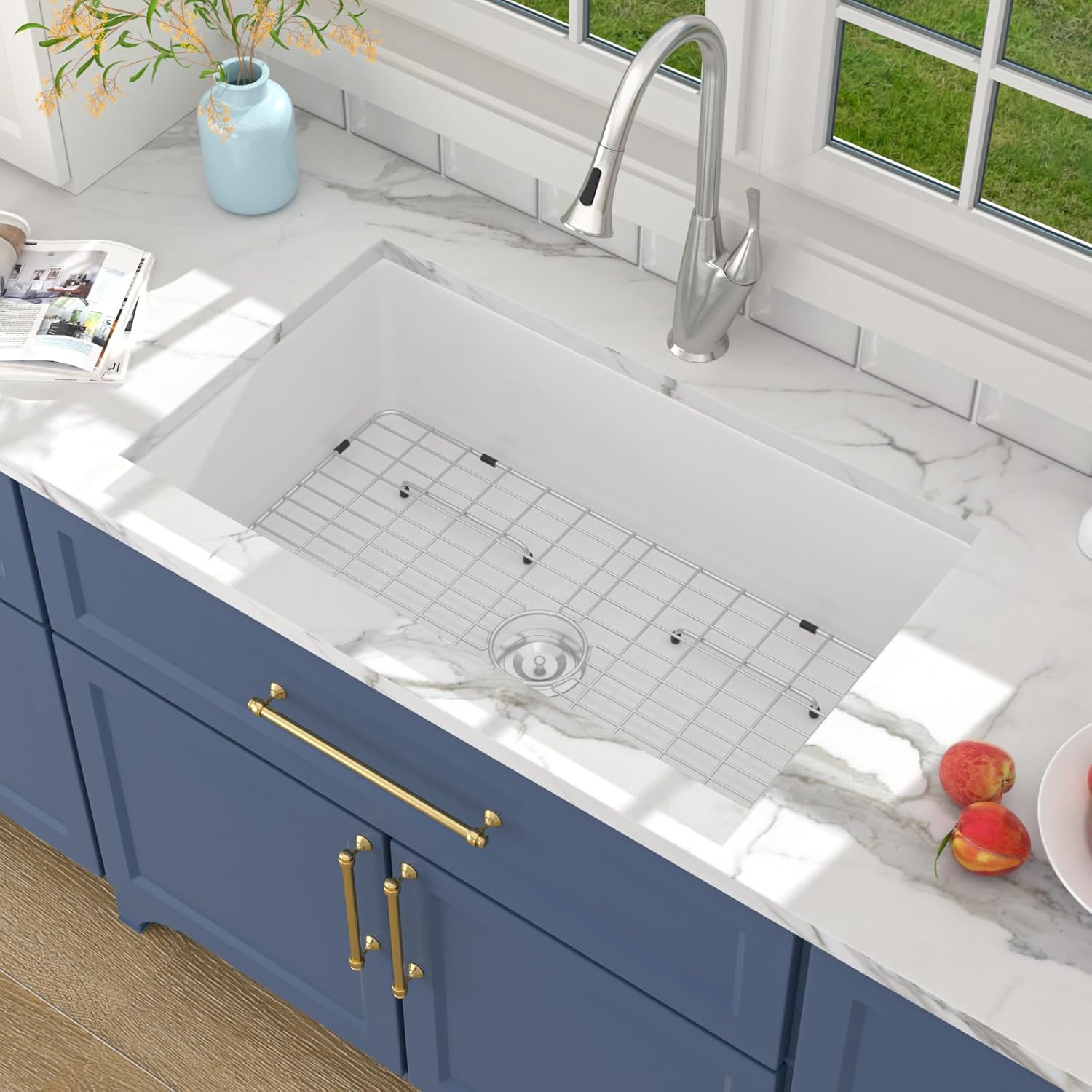 Lordear 32'' White Ceramic Undermount Single Bowl Kitchen Sink  from Lordear