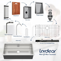 Lordear 33 Inch Drop-In Kitchen Sink