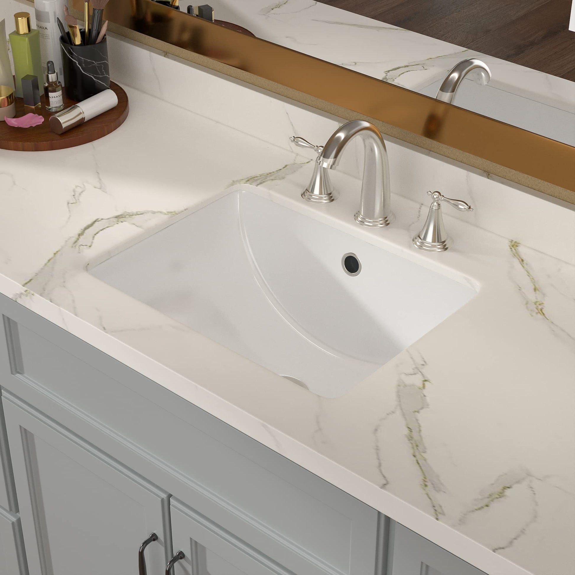 Undermount Bathroom Sink - Lordear Luxury 18inx14in White Rectangle Bathroom Sink Deep Bowl Porcelain Ceramic Lavatory Vanity Sink Basin with Overflow  from Lordear