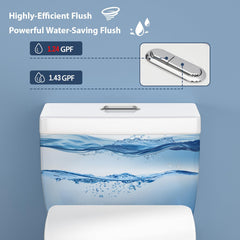 Lordear Rectangular White Ceramic One Piece Toilet with Soft-Close Seat