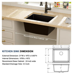 Lordear 21-Inch Undermount Bar Sink Single Bowl