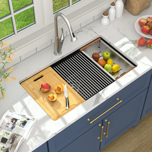Lordear 33x19x9 Inch Undermount Kitchen Sink Single Bowl