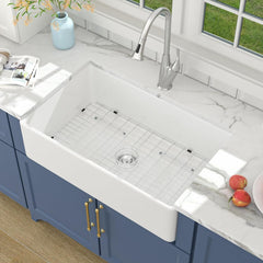 Lordear  Ceramic Apron Front Single Bowl Fireclay Farmhouse Sink