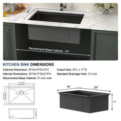 Lordear 28'' Gunmetal Black Stainless Steel Undermount Workstation Kitchen Sink