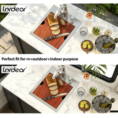 Lordear 13x15 Inch Drop-In Workstation Bar Sink