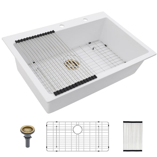 Lordear 33-Inch Drop-In Kitchen Sink Single Bowl