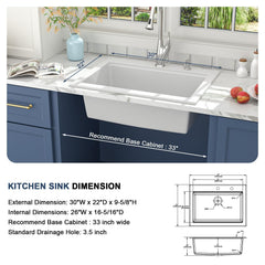 Lordear 30-Inch Drop-In Kitchen Sink Single Bowl