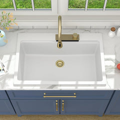 Lordear 33'' x 22'' Quartz Drop-in Waterfall Single Bowl Workstation Kitchen Sink