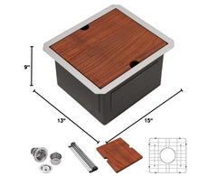 Lordear 13x15-Inch Stainless Steel Undermount Workstation Bar & Prep Sink