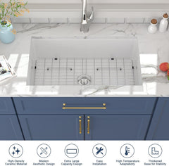 Lordear 32'' White Ceramic Undermount Single Bowl Kitchen Sink  from Lordear