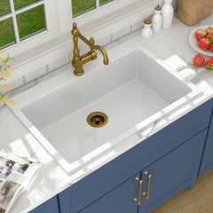 Lordear 33" White Drop In Kitchen Sink Fireclay