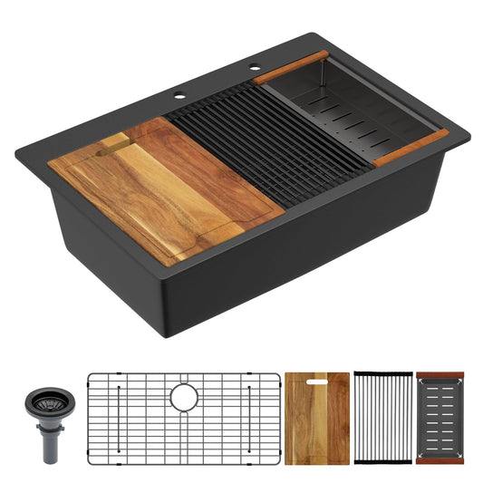 Lordear 33-Inch Drop-In Kitchen Sink Single Bowl
