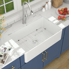 Lordear  Ceramic Apron Front Single Bowl Fireclay Farmhouse Sink