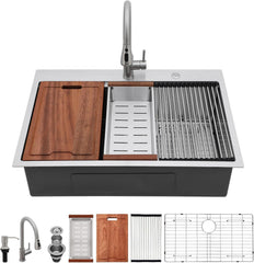 Lordear 33 Inch Drop-In Kitchen Sink