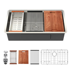 Lordear 36'' Brushed Stainless Steel Undermount Workstation Kitchen Sink