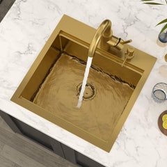 Lordear 18x18 Inch Gold Drop-In Workstation Bar Sink