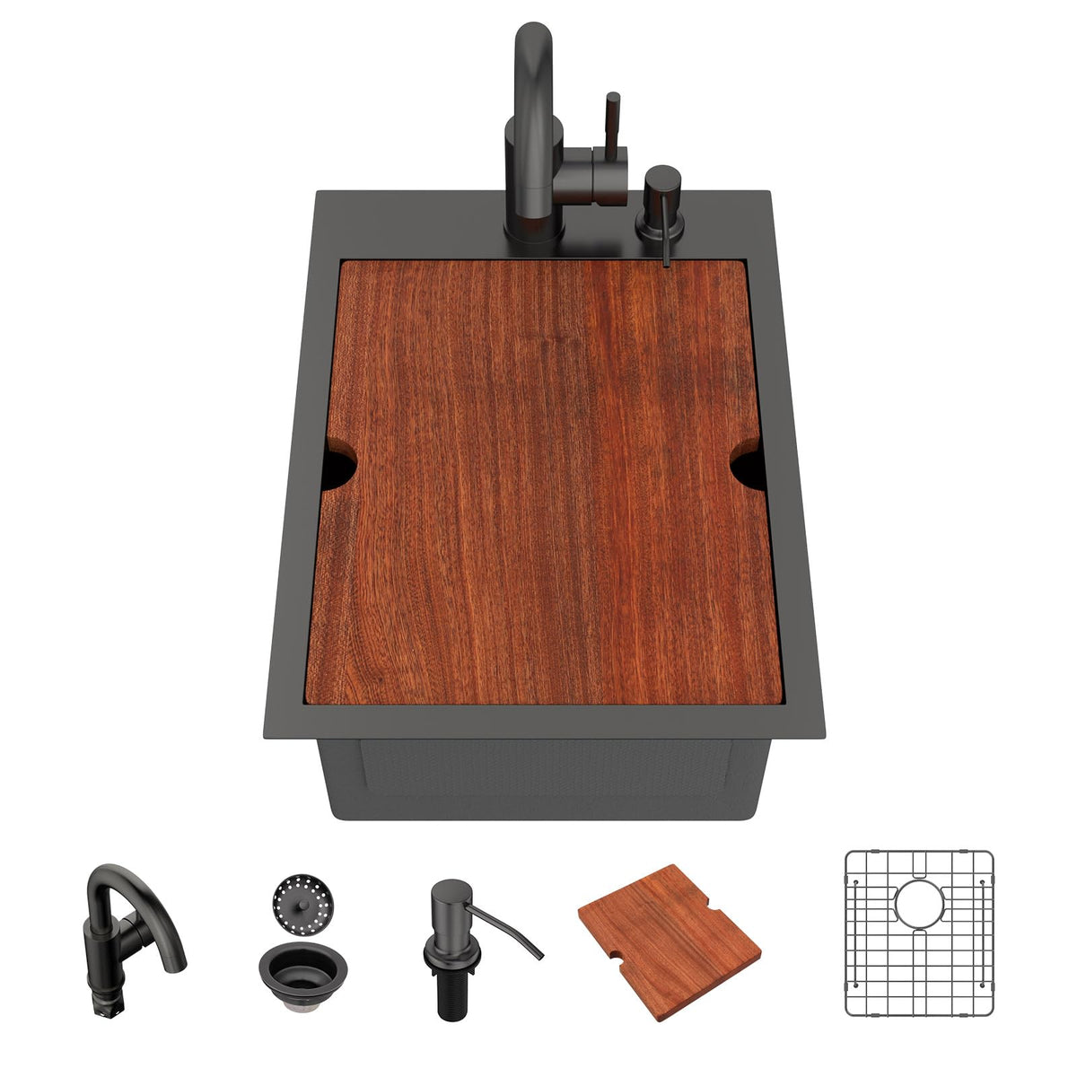 Lordear 20x15 Inch Drop-In Workstation Bar Sink