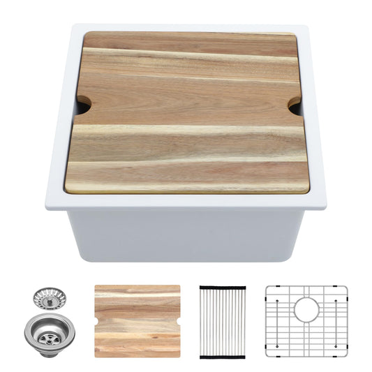 Lordear 18x18 Inch Undermount Bar Sink Single Bowl