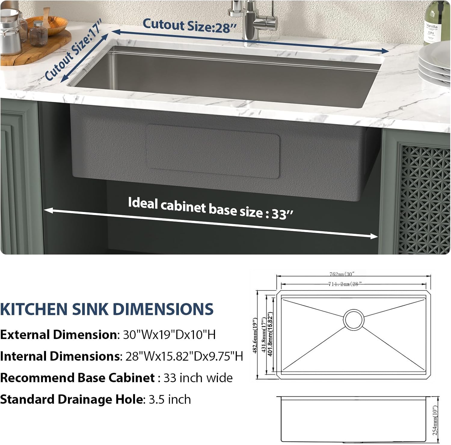 Lordear 30'' x 19'' Stainless Steel Undermount Workstation Kitchen Sink