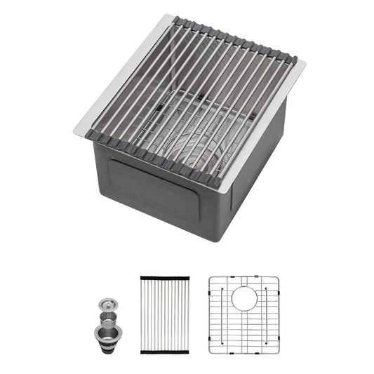 Lordear Undermount Single Bowl Stainless Steel Bar Sink