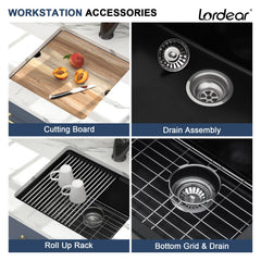 Lordear 18x18x9 Inch  Undermount Bar Kitchen Sink Single Bowl
