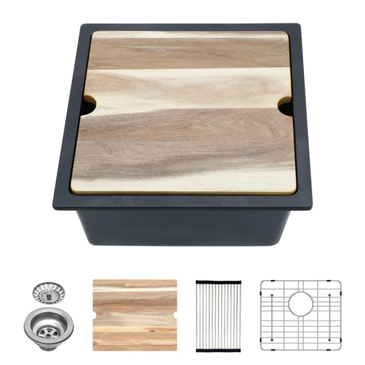 Lordear 18x18x9 Inch  Undermount Bar Kitchen Sink Single Bowl