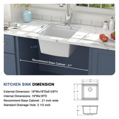 Lordear 18x18 Inch Undermount Bar Sink Single Bowl