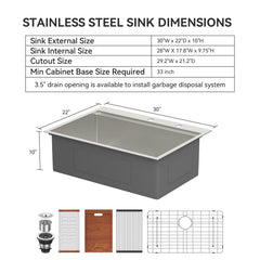 Lordear 30 Inch Drop-In Workstation Kitchen Sink