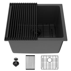 Lordear 21x18x12 Inch Quartz Composite Laundry Sink