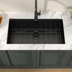 Lordear 32'' Matte Black Stainless Steel Undermount Workstation Kitchen Sink