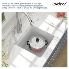 Lordear 18x18 Inch Undermount Bar Sink Single Bowl