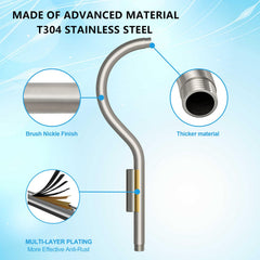 Lordear 17'' Brass S-Shape Rainfall Shower Head Extender Arm