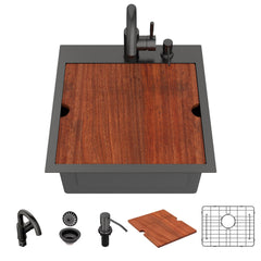 Lordear 18x18 Inch Steel Drop-In Workstation Bar Sink