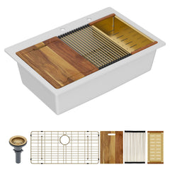 Lordear 33-Inch Drop-In Kitchen Sink Single Bowl