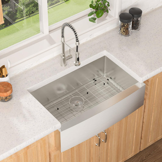 Lordear Apron Front Stainless Steel Farmhouse Sink