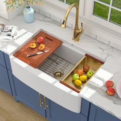 Lordear 33'' Farmhouse Sink  Single Bowl with Gold Accessories