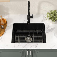 Lordear 22x17x9 Inch Black Granite Composite Undermount Bar Sink