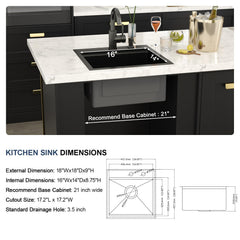 Lordear 18x18 Inch Steel Drop-In Workstation Bar Sink