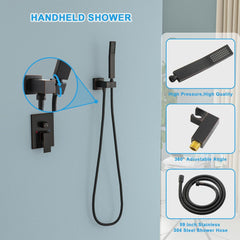 Lordear Stainless Steel Wall Mounted Square Rainfall Shower Head with Handheld Shower  from Lordear