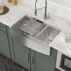 33'' Double Bowl Kitchen Sink 60/40 Farmhouse Sink