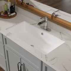 Lordear 27x14-Inch White Rectangular Ceramic Undermount Bathroom Sink