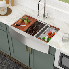 33'' Double Bowl Kitchen Sink 60/40 Farmhouse Sink