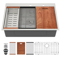 Lordear 30 Inch Drop-In Workstation Kitchen Sink
