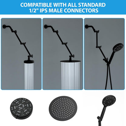 Lordear Black Shower Extension Arm 16 Inch Foldable Shower Head Extension Adjustable Height Angle,Solid Stainless Steel Shower Extender Arm for Rain Shower Head With Universal Connection  from Lordear