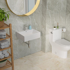 Lordear 20'' x 18'' White Rectangle Ceramic Wall Mount Bathroom Sink